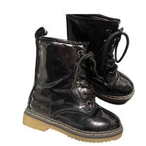 Link Shiny Black Girls Boots Size 8 Kids